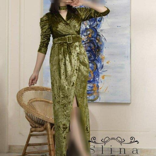 لباس مجلسی مخمل ابروبادی  شیک و پوشیده بلند